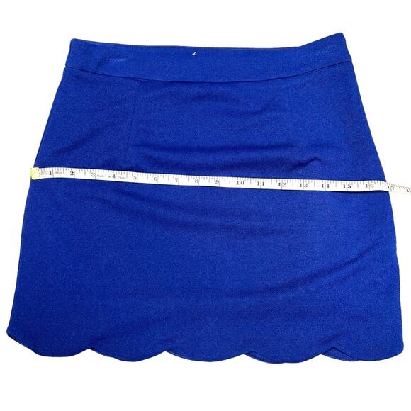 Tobi Mini Skirt Solid Blue Scallop Hem Side Zip Mini Stretch Women's Medium M - Picture 5 of 8